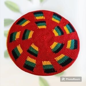HANDMADE Red Jamaican Rasta Skull Dreadlock Unisex Tam Cap